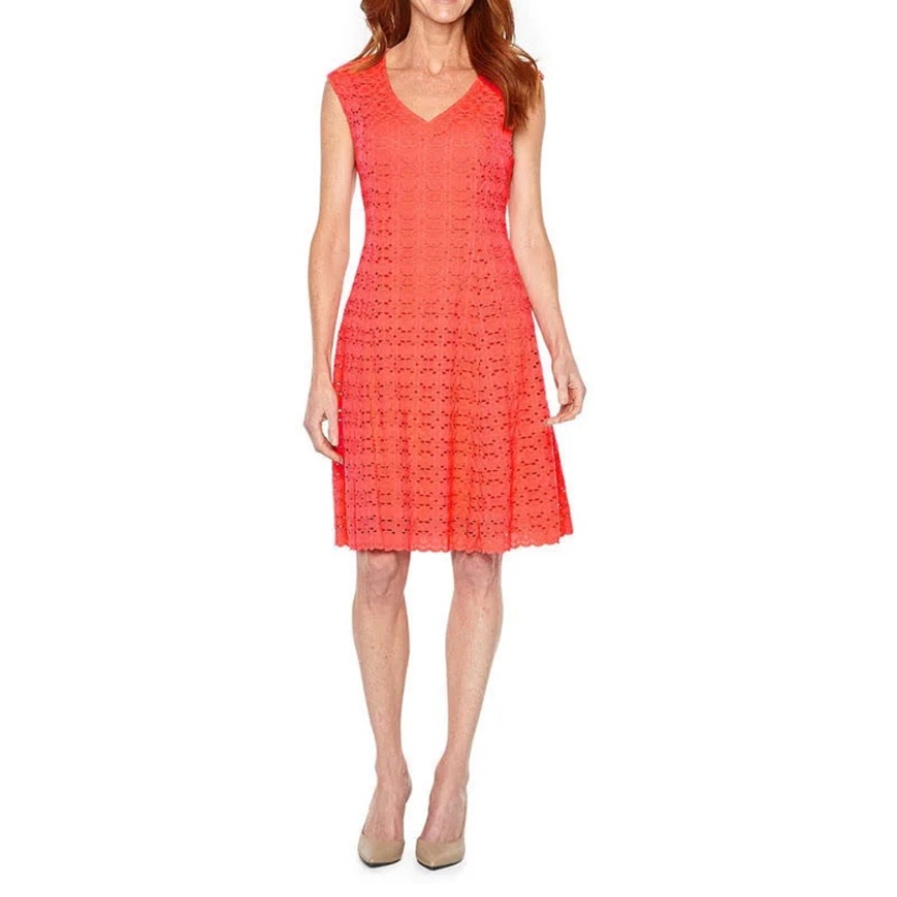 Liz Claiborne Vibrant Coral Midi Dress